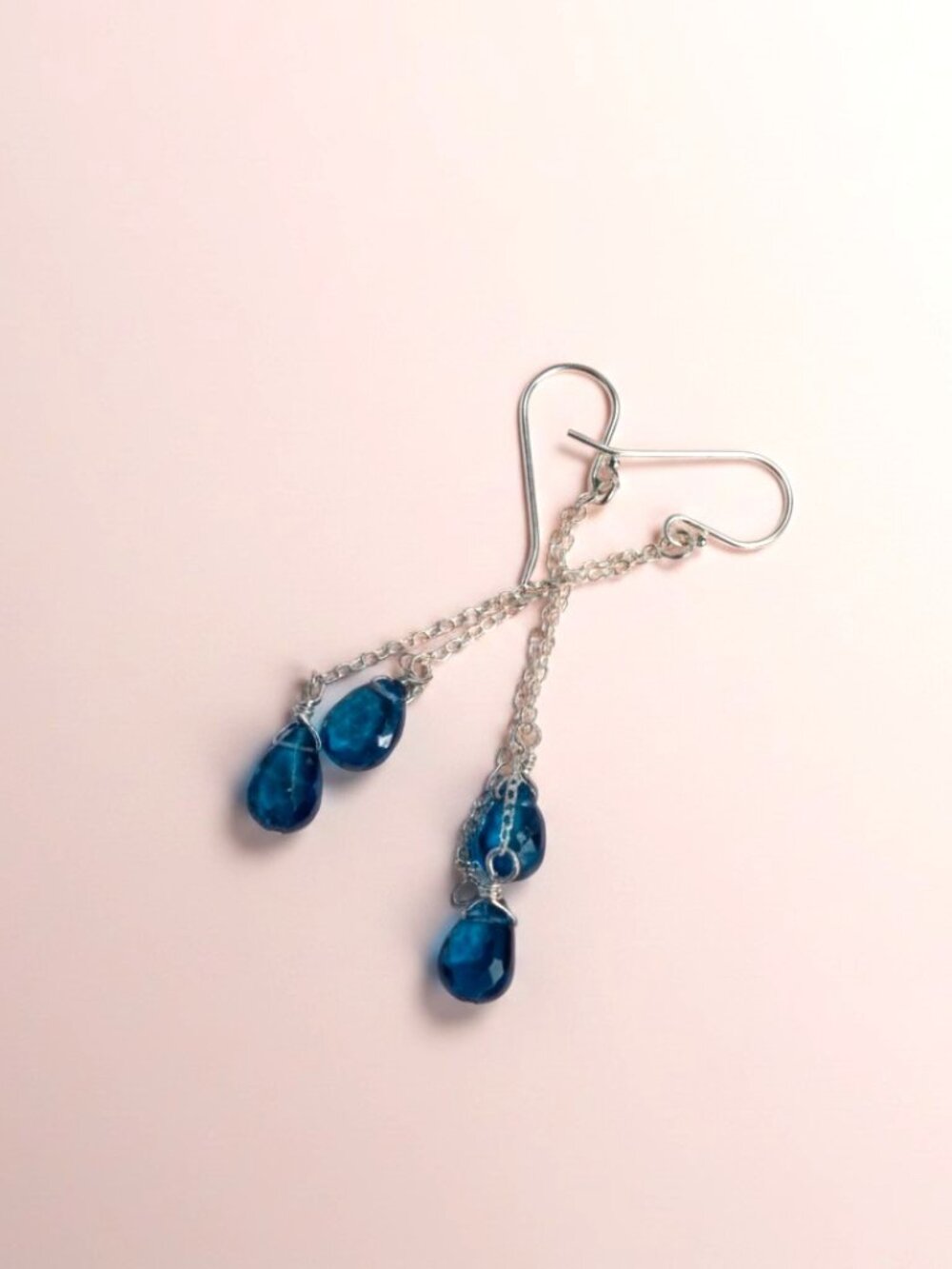 Handmade Natural London Blue Topaz Earrings in Silver